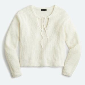 J. Crew Cashmere Blend Boucle Beach Sweater Women’s Size XS Tie Front Off White